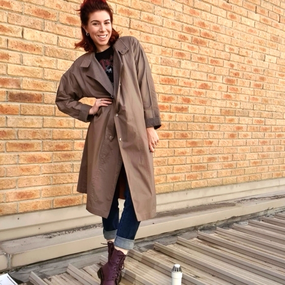 Vintage Jackets & Blazers - 80s VINTAGE TRENCH COATSize 8-16